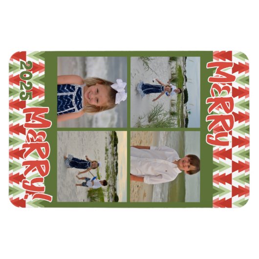 Geometric Christmas Tree Grove マグネット (横)