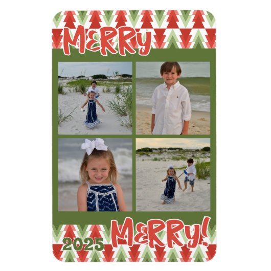 Geometric Christmas Tree Grove マグネット (縦)