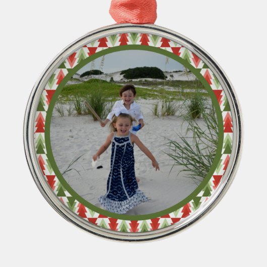 Geometric Christmas Tree Grove メタルオーナメント (正面)