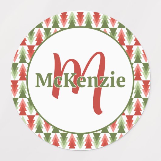 Geometric Christmas Tree Grove ラベル (デザイン1)