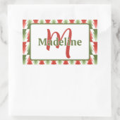 Geometric Christmas Tree Grove 長方形シール (バッグ)