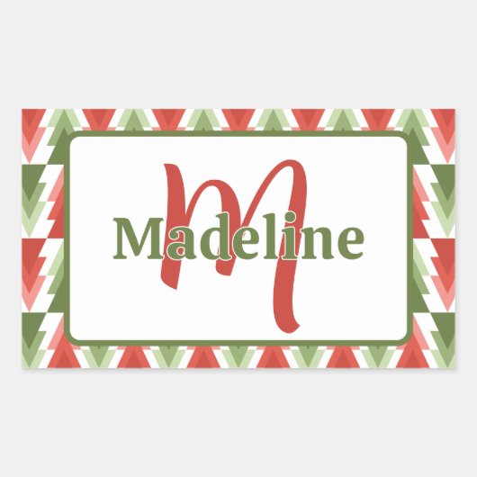 Geometric Christmas Tree Grove 長方形シール (正面)