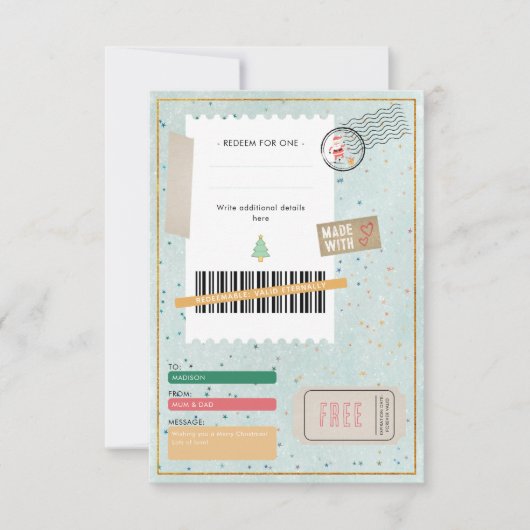 Geometric Christmas Tree Ticket Family Gift Coupon (正面)