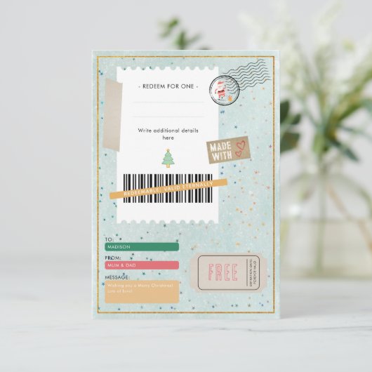 Geometric Christmas Tree Ticket Family Gift Coupon (スタンド正面)