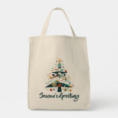 Geometric Christmas Tree with Gold Stars トートバッグ (裏面)