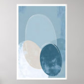 Geometric Circle Poster Blue Beige Overlapping ポスター (正面)