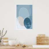 Geometric Circle Poster Blue Beige Overlapping ポスター (キッチン)