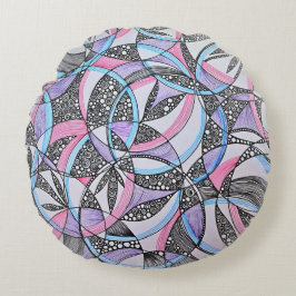 Geometric Circles Kaleidoscope Round Pillow ラウンドクッション