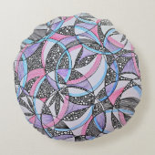 Geometric Circles Kaleidoscope Round Pillow ラウンドクッション (裏面)