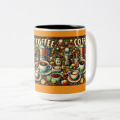 Geometric Coffee Design Mug ツートーンマグカップ (正面右)