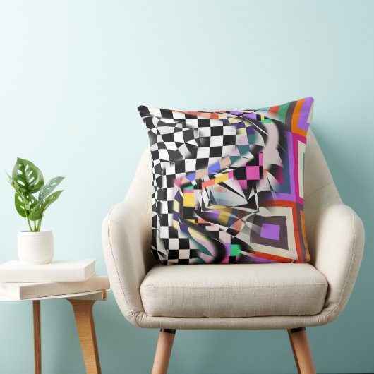 Geometric Collage Abstract Textile Pattern クッション (椅子)