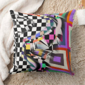 Geometric Collage Abstract Textile Pattern クッション (ブランケット)