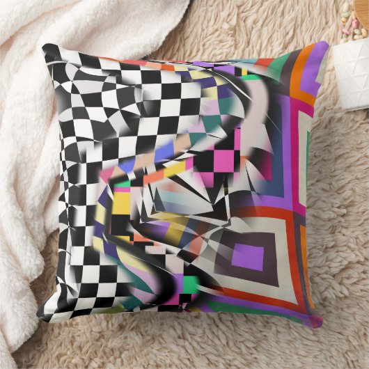 Geometric Collage Abstract Textile Pattern クッション (ブランケット)