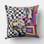 Geometric Collage Abstract Textile Pattern クッション (裏面)