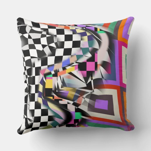 Geometric Collage Abstract Textile Pattern クッション (裏面)
