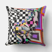 Geometric Collage Abstract Textile Pattern クッション (正面)