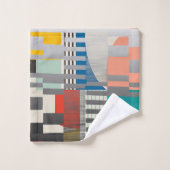 Geometric Color‑Blocked Motif Modern バスタオルセット (ウォッシュタオル)