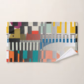 Geometric Color‑Blocked Motif Modern バスタオルセット (ハンドタオル)