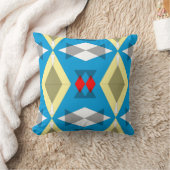 Geometric Convergence in Blue and Gold クッション (ブランケット)