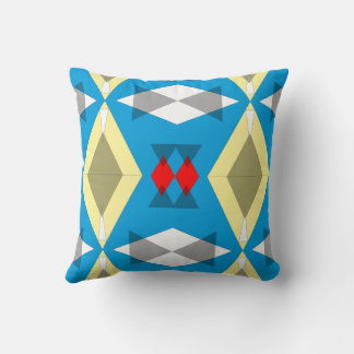 Geometric Convergence in Blue and Gold クッション