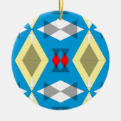 Geometric Convergence in Blue and Gold セラミックオーナメント (正面)