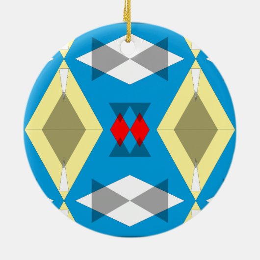 Geometric Convergence in Blue and Gold セラミックオーナメント (裏面)