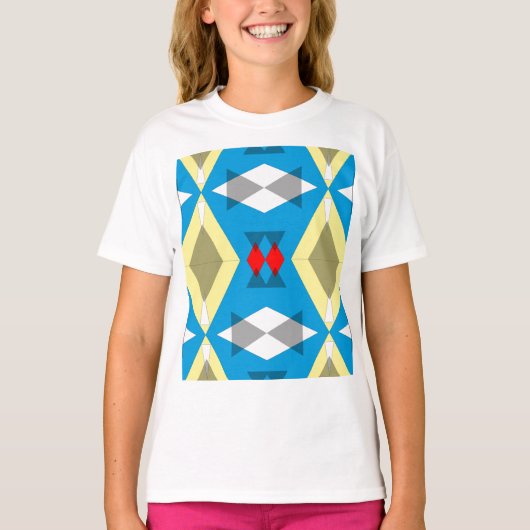 Geometric Convergence in Blue and Gold Tシャツ (正面)