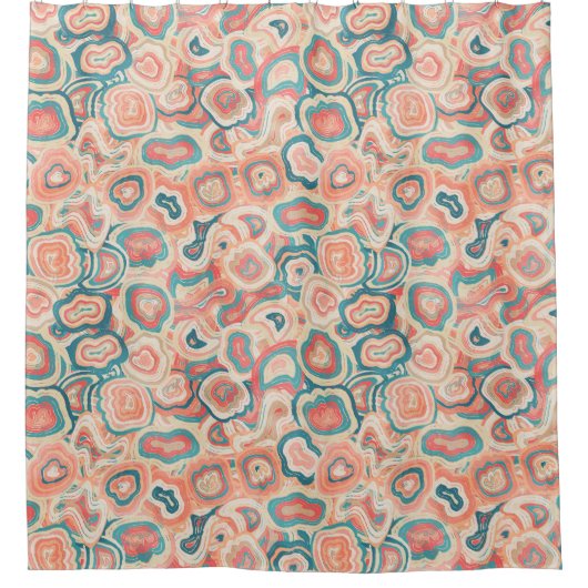 Geometric Coral Shapes シャワーカーテン (正面)