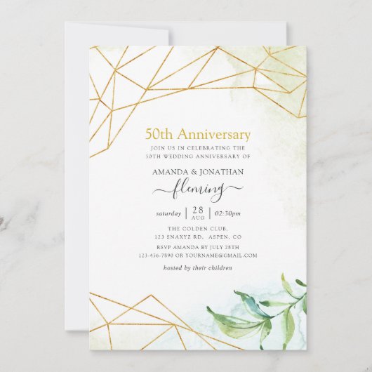 Geometric Crystal 50th結婚の記念日パーティー 招待状 (正面)