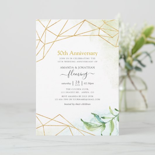 Geometric Crystal 50th結婚の記念日パーティー 招待状 (スタンド正面)