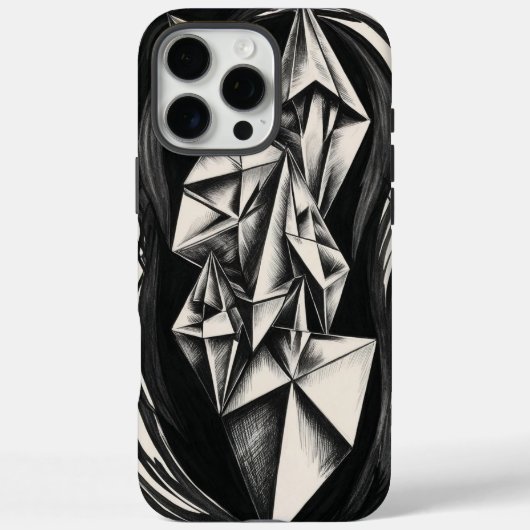 Geometric Crystal Black and White iPhone Case Case-Mate iPhoneケース (裏面)