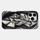 Geometric Crystal Black and White iPhone Case iPhoneケース (裏面横)
