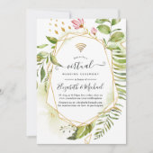 Geometric Crystal Greenery Online 結婚 Virtual 招待状 (正面)