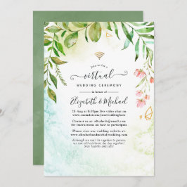 Geometric Crystal Greenery Online 結婚 Virtual 招待状