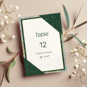 Geometric dark green gold sparkle Table Numbers 招待状