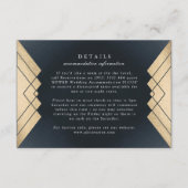 Geometric Dark Navy金ゴールド結婚詳細 出欠カード (正面)
