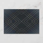 Geometric Dark Navy金ゴールド結婚詳細 出欠カード (裏面)