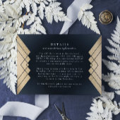 Geometric Dark Navy金ゴールド結婚詳細 出欠カード