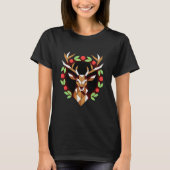 Geometric Deer Wreath Christmas Shirt Tシャツ (正面)