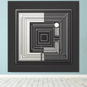 Geometric Depth Grid キャンバスプリント (インサイチュ (ウッドフロア))