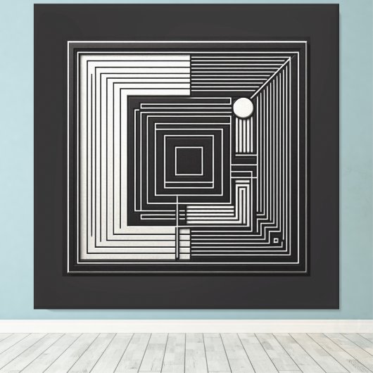 Geometric Depth Grid キャンバスプリント (インサイチュ (ウッドフロア))