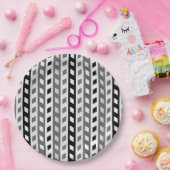 Geometric Design, gray, black, white, ペーパープレート (パーティー)