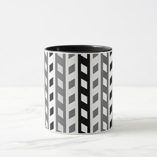 Geometric Design, gray, black, white, マグカップ (中央)