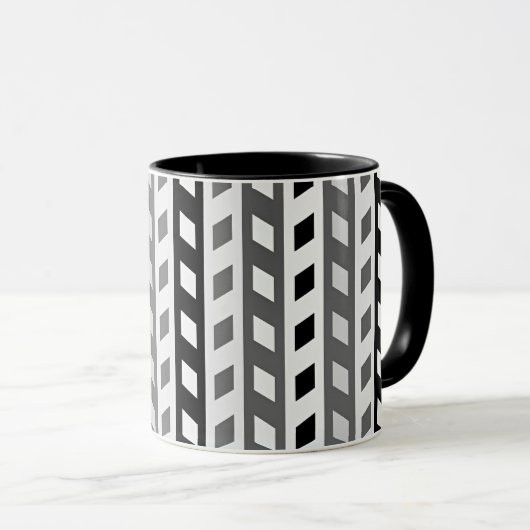 Geometric Design, gray, black, white, マグカップ (正面右)