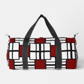 Geometric Design in Deep Red, White & Black ダッフルバッグ (正面)