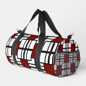 Geometric Design in Deep Red, White & Black ダッフルバッグ (右コーナー)