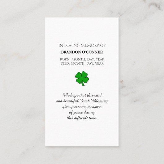 Geometric Design Irish Blessing White Gray  名刺 (裏面)