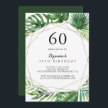 Geometric Destination Tropical 60th Birthdayパーティー 招待状<br><div class="desc">この幾何学的な目的地のトロピカル60th誕生日パーティーの招待は、誕生日パーティーにモダン最適である。デザインは手色彩の鮮やか水色の緑の手のひらとバナナの葉金ゴールドの幾何学的なフレームを飾り、美しいブケートに巧みに配置された。</div>