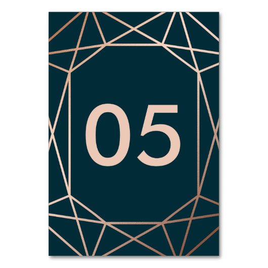 Geometric Diamondの結婚テーブル番号カード テーブルナンバー (正面)