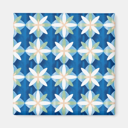 Geometric diamond flowers マグネット (正面)